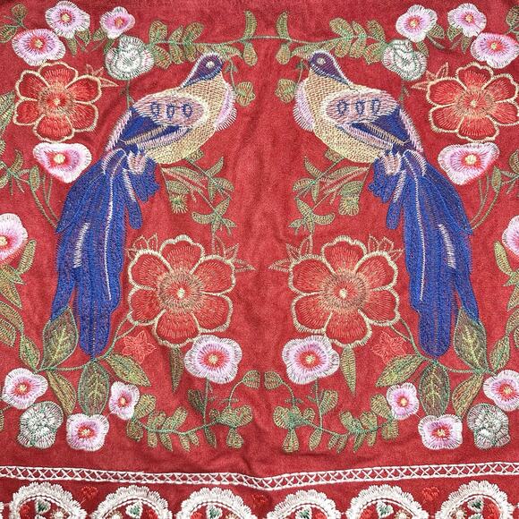 Altar'd State | Women | Vermillion Sueded Floral Pom Pom Mini Skirt | Medium - Picture 11 of 14